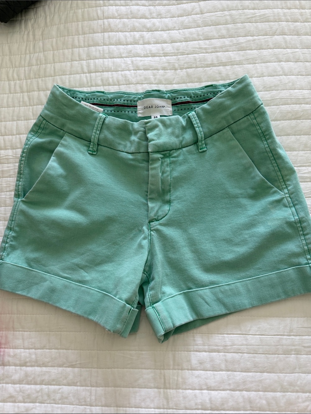 Dear John Seafoam Green Women's Cuffed Cotton Shorts